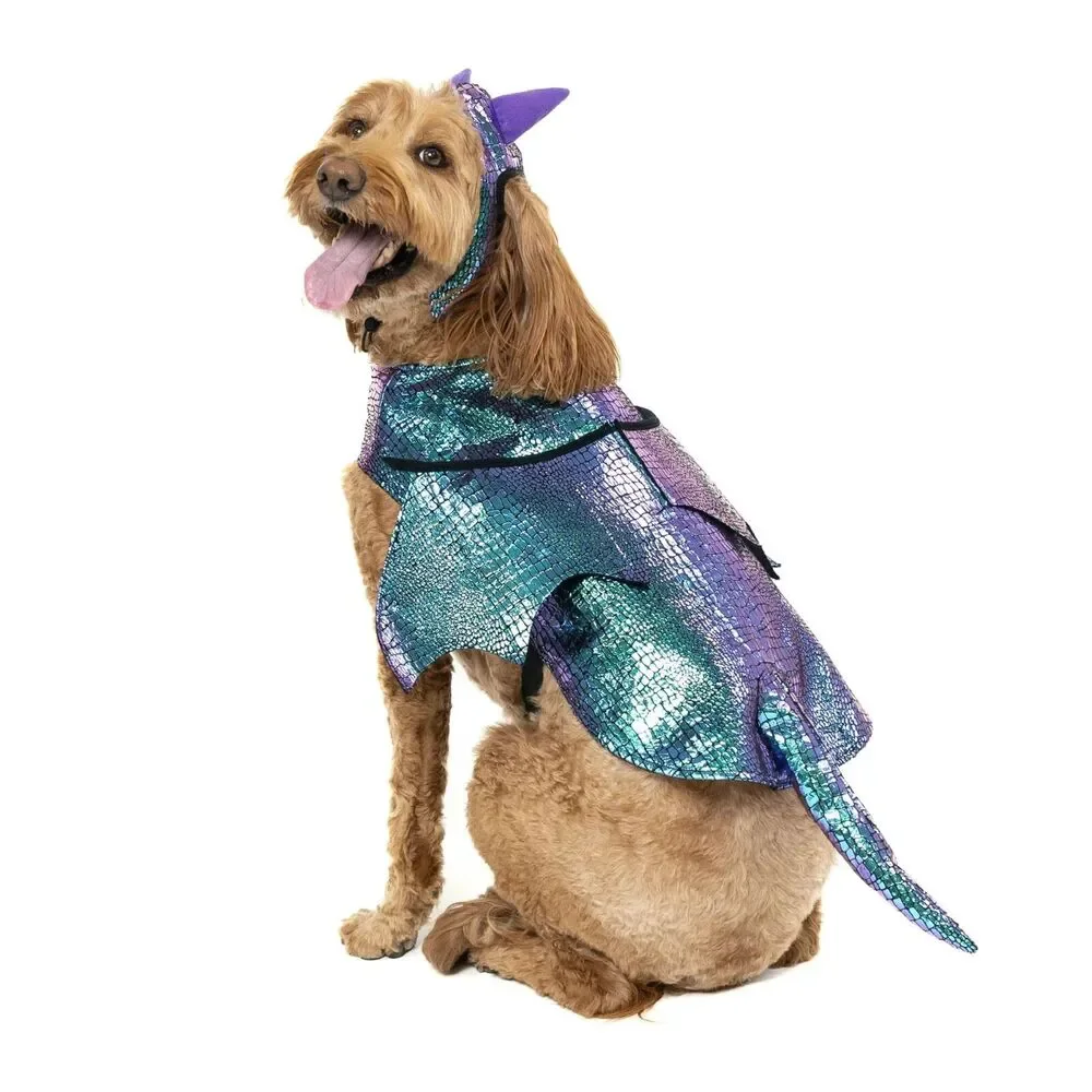 Vibrant Life Halloween Dress Up Blue/Purple Dragon Dog Elastic Band Costume SZ M